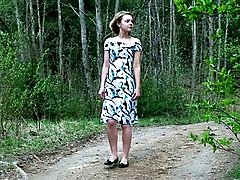 3 movies - Kinky girl pisses in the middle of a forest road