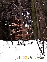 15 pictures - Sexy black haired teen pisses in the snow