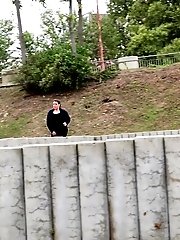 15 pictures - Messy piss puddle is left after outdoor pissing