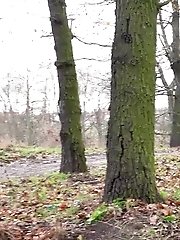 15 pictures - Chubby girl squats outside to piss in the woods