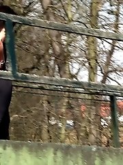 15 pictures - Cute dark haired girl pees in public