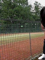 15 pictures - Gorgeous dark haired babe makes a huge piss puddle