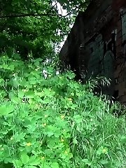 15 pictures - Beautiful dark haired teen pees on the soil