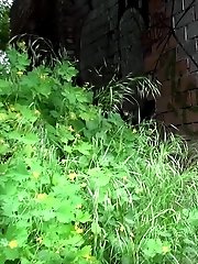 15 pictures - Beautiful dark haired teen pees on the soil