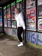 15 pictures - Hot blonde pees twice while being filmed