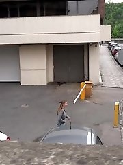15 pictures - Hot brunette pisses in the middle of the city