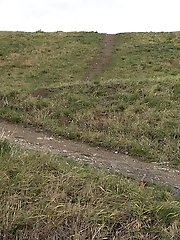 15 pictures - Dark haired babe pisses in the countryside