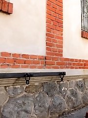 15 pictures - Brunette babe in her own public pissing video