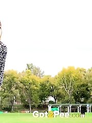15 pictures - Sexy European peeing in public outside