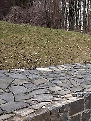 15 pictures - Antonia pees outside next to drainage pipe