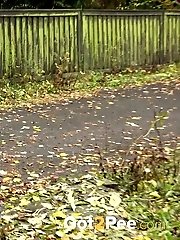 15 pictures - Pretty European gushes her piss while outside