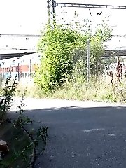 15 pictures - European in glasses squats to piss by railway